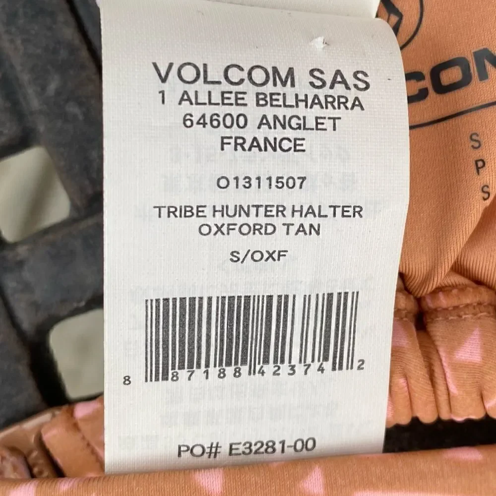 Volcom Tribe Tan/Pink Hunter Triangle Bikini Top Size Small NWOT - Picture 6 of 6